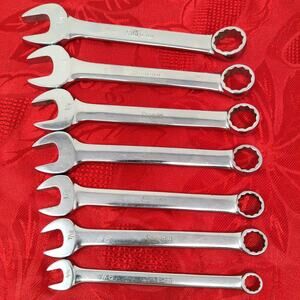 7 PC Vtg Snap On Tools USA OEX SAE Stubby Combination Box End Wrench Underlined